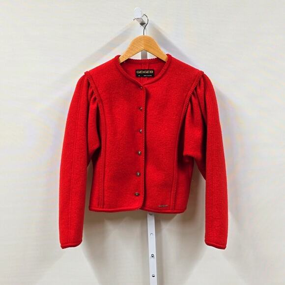 Vintage Jackets & Blazers - Vintage Geiger Red Wool Jacket Small